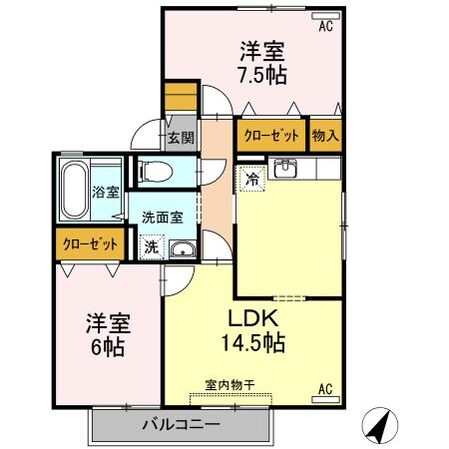 ハイカムール田中Ｃの物件間取画像